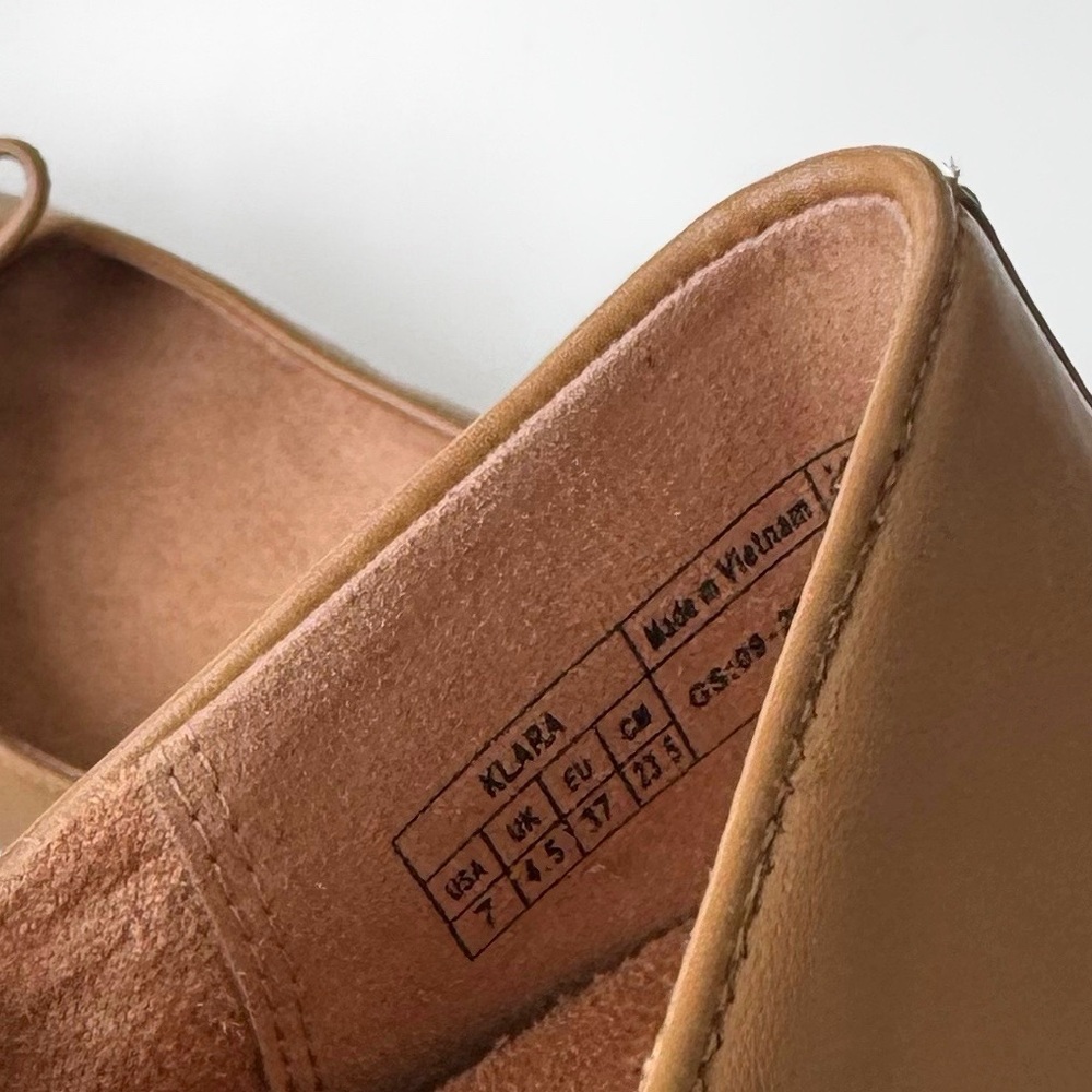 NEW Vionic Klara Camel Flats Square Toe Ballerina Flats Leather Minimal Modern - Picture 10 of 12